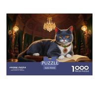 Edinburgh Blue Cat Wooden Jigsaw Puzzle Waterproof 1000 Piece Puzzles for Adults Gifts Challenging And Brainteasing Educational Games