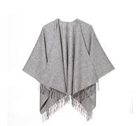 Edinburgh Cashmere 100% Pure Extra Fine Lambswool Plain Cape Grey, Featured in Vogue, GQ, Tatler and Grazia
