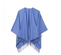 Edinburgh Cashmere 100% Pure Lambswool - 124x125 cm, Extra Fine Big Plain Cape Featured in Vogue, GQ, Tatler & Grazia | Winter Wear & Apparel, Blue