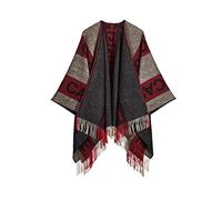Edinburgh Cashmere 100% Pure Lambswool Cape - 124x125 cm, Extra Fine Cape Featured in Vogue, GQ, Tatler & Grazia | Winter Wear & Apparel, Red/Charcoal