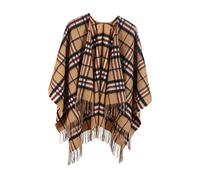 Edinburgh Cashmere 100% Pure Lambswool Cape - 124x125 cm, Extra Fine Cape Featured in Vogue, GQ, Tatler & Grazia | Winter Wear & Apparel, Camel Check