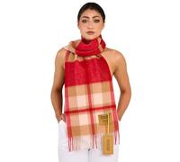 EDINBURGH CASHMERE 100% Pure Men's and women's real lambs wool scarves, shawls and wraps Ultra soft and cozy Comes with packaged in a gift box. (Red/Camel)