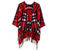 Edinburgh Cashmere Luxurious Large (Exploded Royal Stewart) Plaid Lambswool Cape 125cmx124cm
