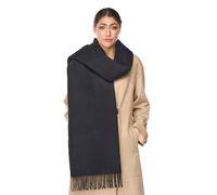Edinburgh Cashmere Plain Scarf Black Oversized Wrap 100% Pure Lambswool