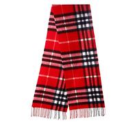 EDINBURGH CASHMERE Soft Lambswool Large Red Check Plaid Exquisite Scarf-30cmx175cm