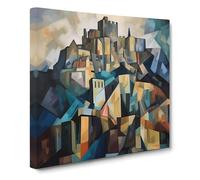 Edinburgh Castle Cubism Canvas Wall Art Print Ready to Hang, Framed Picture for Living Room Bedroom Home Office Décor, 50x50 cm (20x20 Inch)