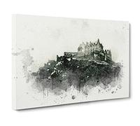 Edinburgh Castle In Scotland Canvas Print | Gallery Wrapped 30mm Frame Wall Art | 20x14 inches | Ready to Hang | Abstract Cityscape Picture | Living Room Bedroom Lounge Office