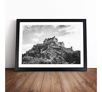 Edinburgh Castle in Scotland Framed Wall Art Picture Print - Canvas Painting - Modern Home Décor Poster - Ready to Hang for Living Room Bedroom Kitchen - Black A2 (48 x 66 cm)