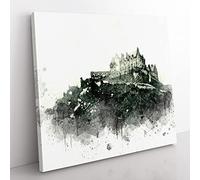 Edinburgh Castle in Scotland in Abstract Modern Canvas Wall Art Print Ready to Hang, Framed Picture for Living Room Bedroom Home Office Décor, 50x50 cm (20x20 Inch)