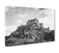 Edinburgh Castle In Scotland Painting Modern Art Canvas Wall Art Print Ready to Hang, Framed Picture for Living Room Bedroom Home Office Décor, 20x14 Inch (50x35 cm)
