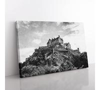 Edinburgh Castle In Scotland Painting Modern Art Canvas Wall Art Print Ready to Hang, Framed Picture for Living Room Bedroom Home Office Décor, 50x35 cm (20x14 Inch)
