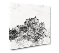 Edinburgh Castle in Scotland Watercolour Canvas Print | Gallery Wrapped 30mm Frame Wall Art | 14x14 inches | Ready to Hang | Modern Cityscape Picture | Living Room Bedroom Lounge Office