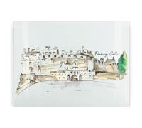 Edinburgh Castle Rectangular Glass Worktop Protector - Scottish Landmarks by Rhiannon Chauncey Smooth Kitchen Chopping/Cutting Board Saver with Non-Slip Feet 39cm x 28.5cm (15" x 11")