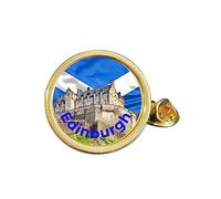 Edinburgh Castle Scotland Gold Plated Domed Lapel Pin Badge