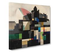 Edinburgh Castle Suprematism Canvas Wall Art Print Ready to Hang, Framed Picture for Living Room Bedroom Home Office Décor, 50x50 cm (20x20 Inch)