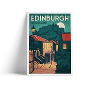 Edinburgh Castle - View from Vennel, Travel Poster, Scotland (MATT, A3: 16.5 x 11.7 IN)
