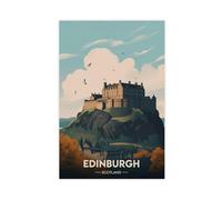 Edinburgh Castle Watercolor - Scottish Landscape Historic City Decoration Canvas Poster Bedroom Decor Landscape Office Room Decor Gift 20" L X 30" W