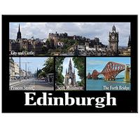 Edinburgh City Princess Street and Castle Scenic Metallic Fridge Magnet