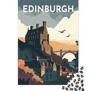 Edinburgh Cityscape Jigsaw Puzzle 1000 Pieces, Modern City Skyline, Thick Cardboard Pieces for Home Décor Fans, Mindful Activity, 52x38cm/1000pcs