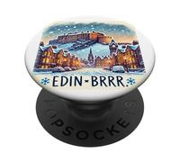Edinburgh, Cold, Edin-Brrr, Cartoon Illustrated PopSockets Adhesive PopGrip