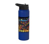 Edinburgh Colorful Night Skyline Illustration Stainless Steel Insulated Water Bottle