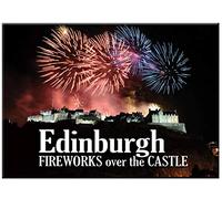 Edinburgh Fireworks and Castle Scenic Metallic Fridge Magnet