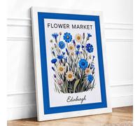Edinburgh Flower Market Botanical Framed Wall Art Print A2 (59.4×42cm) White, Wall Decor for Living Room, Bedroom, Office & Home, Ready to Hang, Art Gift