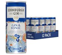 Edinburgh Gin, Dry Gin & Tonic with Seville Orange, 12 x 250ml Cans, 7.3% ABV Ready to Drink Premixed G&T, Refreshing Citrus Flavour, Premium Scottish Gin & Tonic, Multipack Alcohol Drinks