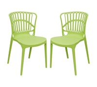edinburgh green plastic garden stacking chairs in pair