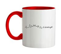 Edinburgh Heartbeat - 11oz - Ceramic Two-Tone Mug for Coffee/Tea - Red/White - One Size