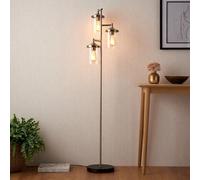 Edinburgh Matt Black Antique Brass Effect Floor Light