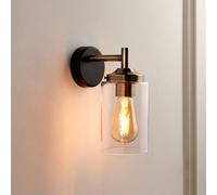 Edinburgh Matt Black Antique Brass Effect Wired Wall Light