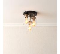 Edinburgh Matt Glass & Steel Black Antique Brass Effect 3 Lamp Ceiling Light