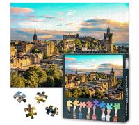 Edinburgh Night Skyline Jigsaw Puzzle 1000 Pieces for Adults Scotland Capital Cityscape Puzzle Modern Architecture Building Artwork Challenging Wall Decor Activity 27.5x19.7 Inch