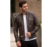 'Edinburgh' Real Leather Bomber Jacket Ashwood Leather Dark Brown 5XL