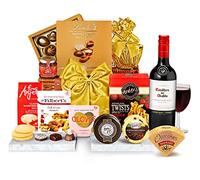 Edinburgh Red Wine Hamper - Luxury Food and Drink Gift Set with Cabernet Sauvignon, Cheddar Cheese, Marinated Olives, Shortbread - Gourmet Wine Gifts for Her & Him, from Regency Hampers