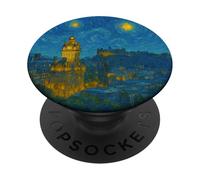 Edinburgh Scotland Castle Trip Van Gogh Starry Night Style PopSockets Adhesive PopGrip