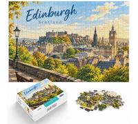 Edinburgh, Scotland Cityscape Illustration Jigsaw Puzzle, 1000 Piece | For after-work downtime, this adult jigsaw puzzle with 1000 pieces brings a classic challenge to rainy-day downtime.