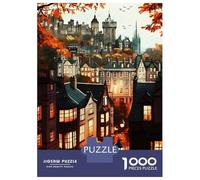 Edinburgh Scotland Cozy Autumn 1000 Piece Jigsaw Puzzle, Historic Square Architecture, Screen-Free Fun, Matte Printed Jigsaw, for Travel Lovers, 38x26cm/1000pcs