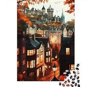 Edinburgh Scotland Cozy Autumn 1000 Piece Jigsaw Puzzle, Historic Square Architecture, Thick Cardboard Pieces for Travel Lovers, Mindful Activity, Paper Board, 70x50cm/1000pcs
