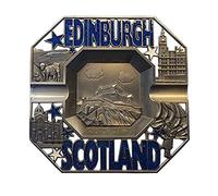Edinburgh Scotland Metal Ashtray - Castle/Scottish Piper/Highland Cattle/Words in Blue Letters/Souvenir