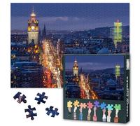 Edinburgh Scotland Night Skyline Jigsaw Puzzle 1000 Pieces for Adults Capital City Landscape Puzzle Modern Scottish Architecture Wall Decor Living Room Home Art 27.5x19.7 Inch