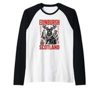 Edinburgh Scotland Stag Guardian Celtic Travel Art Raglan Baseball Tee