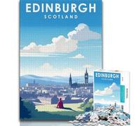 Edinburgh Scotland Travel Jigsaw Puzzles for Adults 1000 Piece,Help The Brain Exercise Addictive Toys to Cultivate Patience Parent-child Interaction 38x26cm