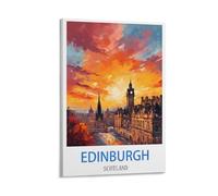 Edinburgh Scotland Travel Poster Canvas Art Print Office Family Bedroom Decorative Posters Gift Wall Decor Poster 12x18inch(30x45cm) Frame