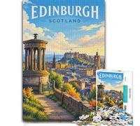 Edinburgh Scotland Vintage Travel Poster Jigsaw Puzzle, 1000 Piece | For quiet evenings: Adult jigsaw puzzle with 1000 pieces brings a classic challenge to rainy-day downtime.