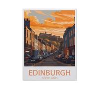 Edinburgh Scotland Vintage Travel Poster Sunset，Paint by Numbers for Kids & Adults & Beginner, DIY Canvas Painting Gift Kits(40x50cm-AX23
