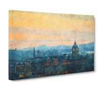 Edinburgh Skyline In Scotland Canvas Print | Gallery Wrapped 30mm Frame Wall Art | 24x16 inches | Ready to Hang | Modern Cityscape Picture | Living Room Bedroom Lounge Office