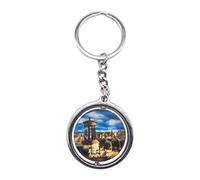 Edinburgh UK 3D Glass Crystal Keychain KeyRing Rotating Decoration Tourist Souvenir Men Women Accessories Gift Rotating Decoration
