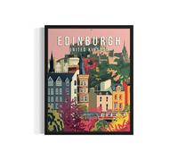 Edinburgh United Kingdom Art Print Poster, Europe City Skyline Artwork Painting Wall Art Vintage Painting for Bedroom Bathroom Living Room Decor 54 (Edinburgh United Kingdom, 8 x 10 inches, Unframed)